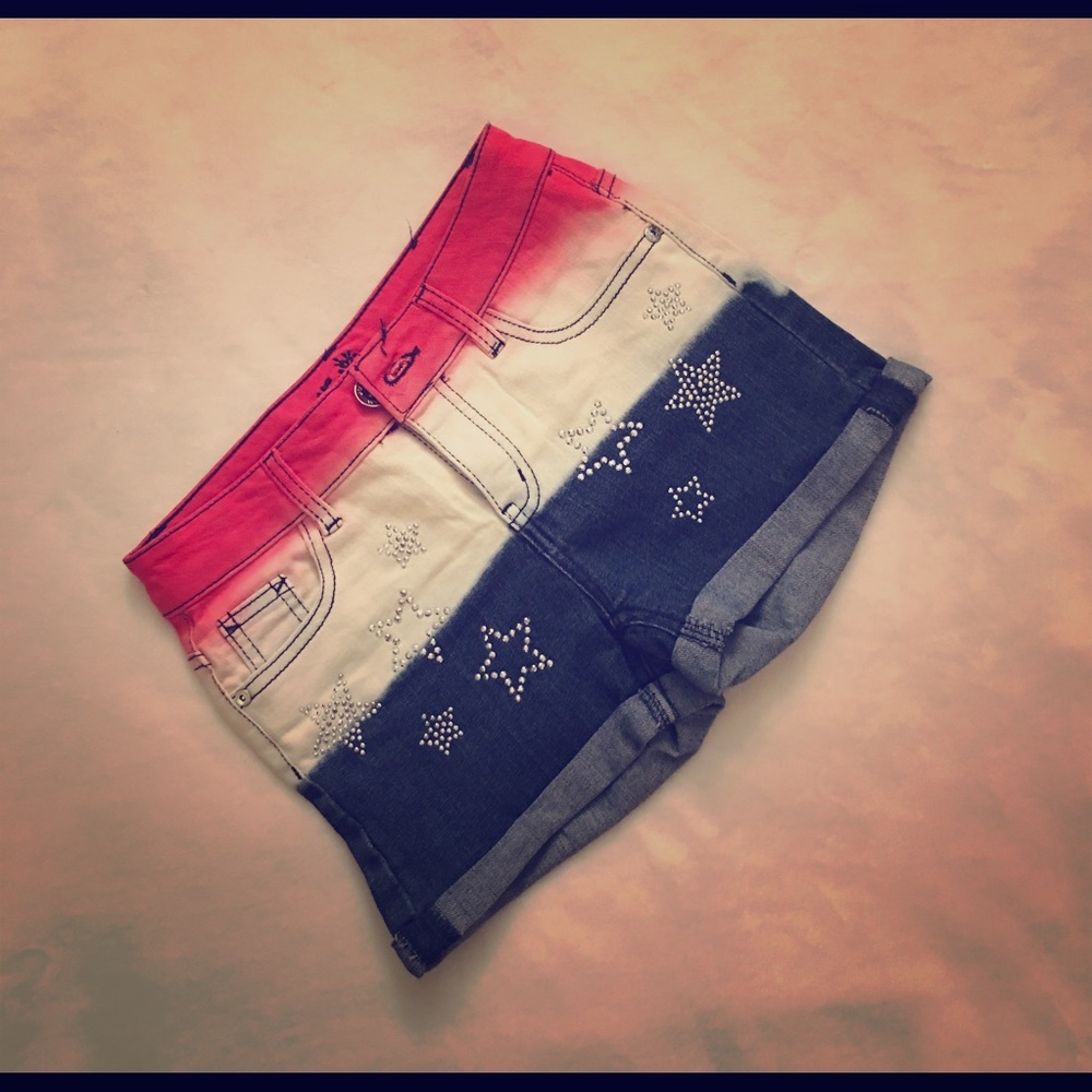 Girl’s Shorts- Red, White, & Blue Denim